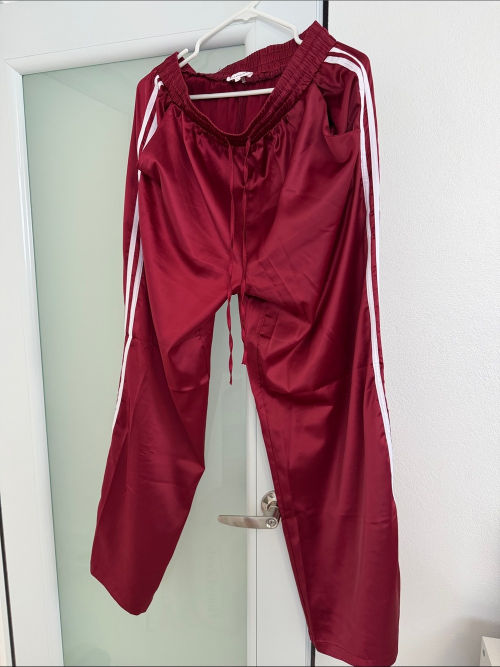 Women’s Burgundy Track Pants with White Side Stripes